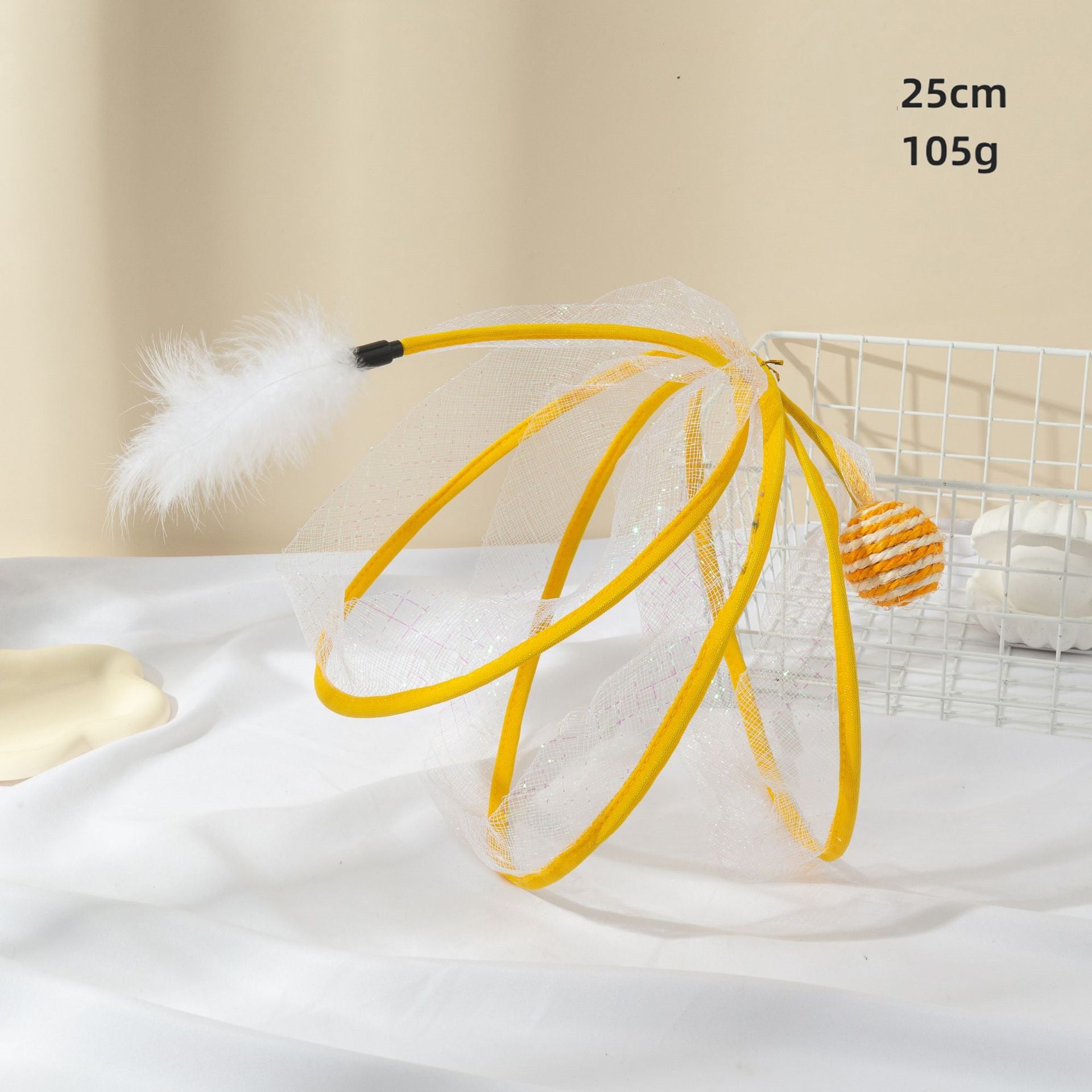 Cat Tunnel Feather Mouse Toy – Collapsible Mesh Hoop