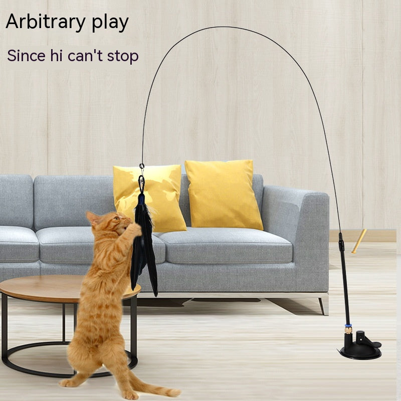 Cat Toy Long Brush Holder Suction Cup with Bell