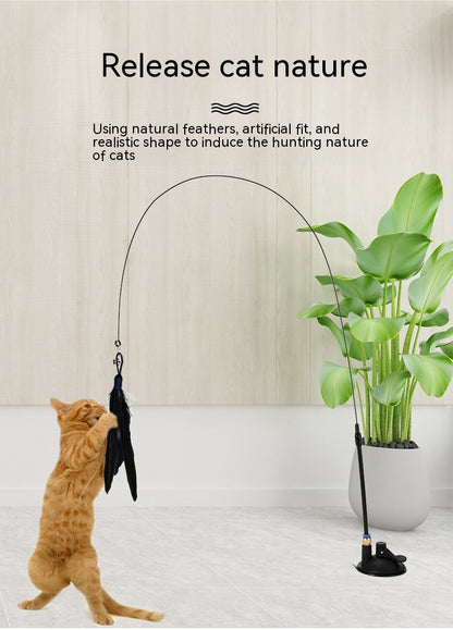 Cat Toy Long Brush Holder Suction Cup with Bell