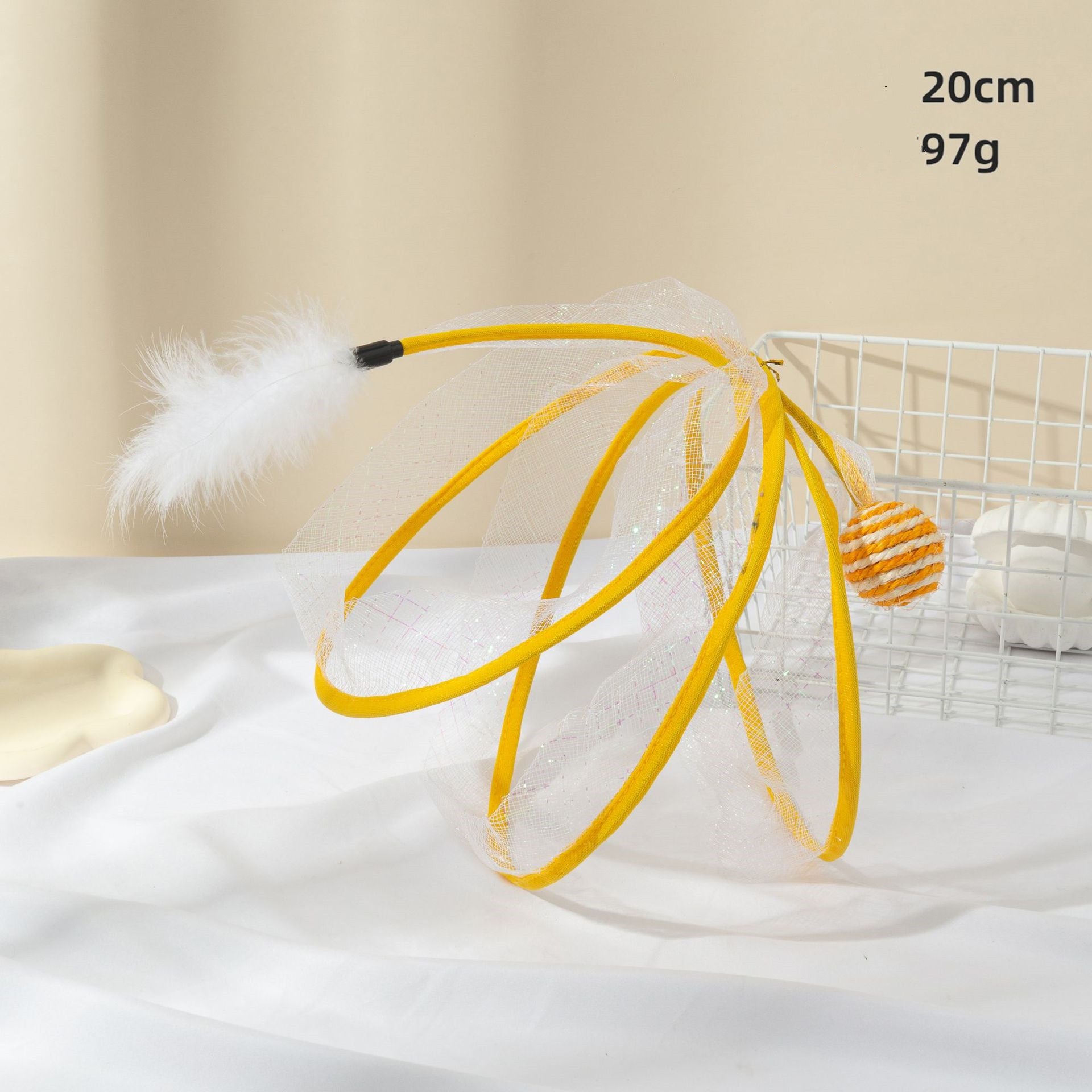 Cat Tunnel Feather Mouse Toy – Collapsible Mesh Hoop