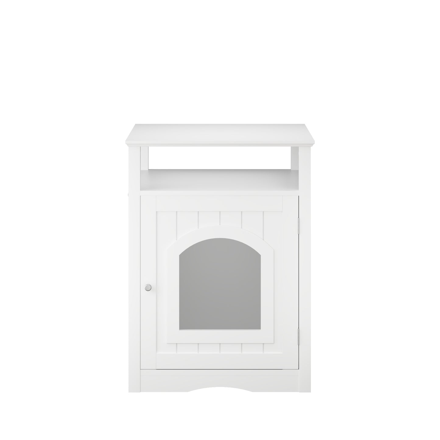 Cat Litter Box Enclosure Furniture, Indoor Wooden Cat House with Enclosed Cabinet, Hidden Litter Box Furniture with Storage Shelf, Modern Cat Condo Side Table for Living Room or Bedroom White