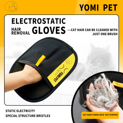 YOMI PET Pet Hair Remover Glove for Cats & Dogs, Reusable Electrostatic Lint Remover Mitt for Furniture, Couch, Carpet & Clothes
