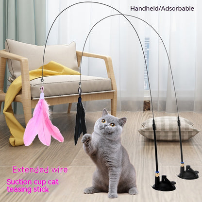 Cat Toy Long Brush Holder Suction Cup with Bell