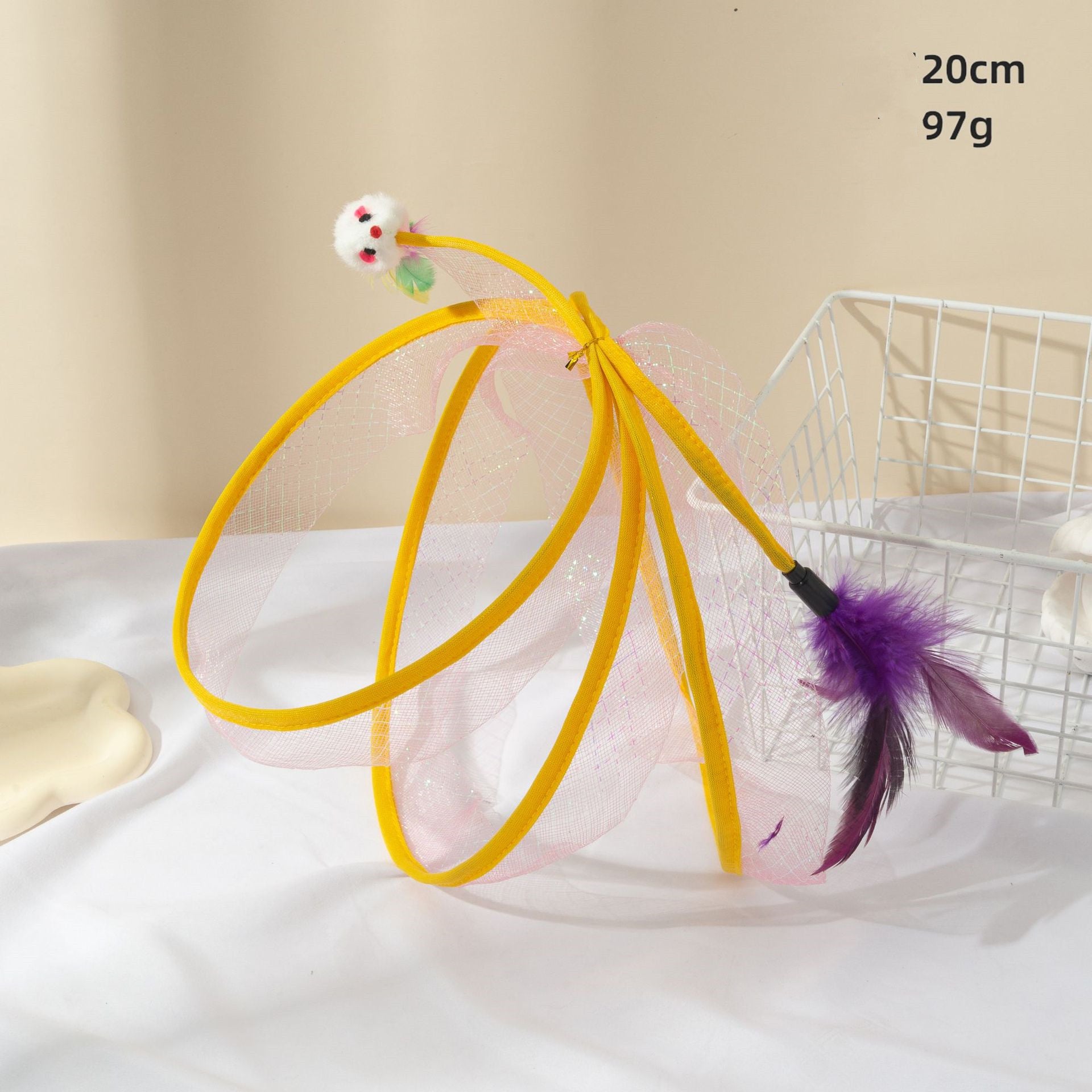 Cat Tunnel Feather Mouse Toy – Collapsible Mesh Hoop