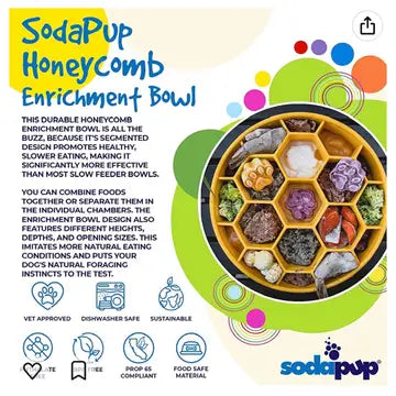 SodaPup Honeycomb eBowl Slow Feeder & Enrichment Bowl