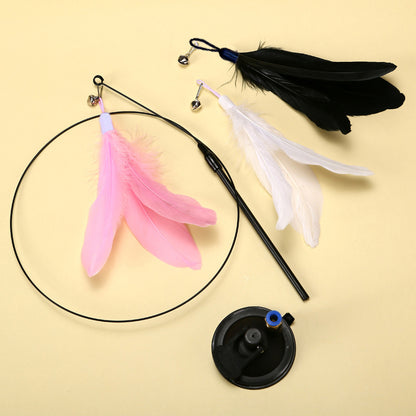Cat Toy Long Brush Holder Suction Cup with Bell