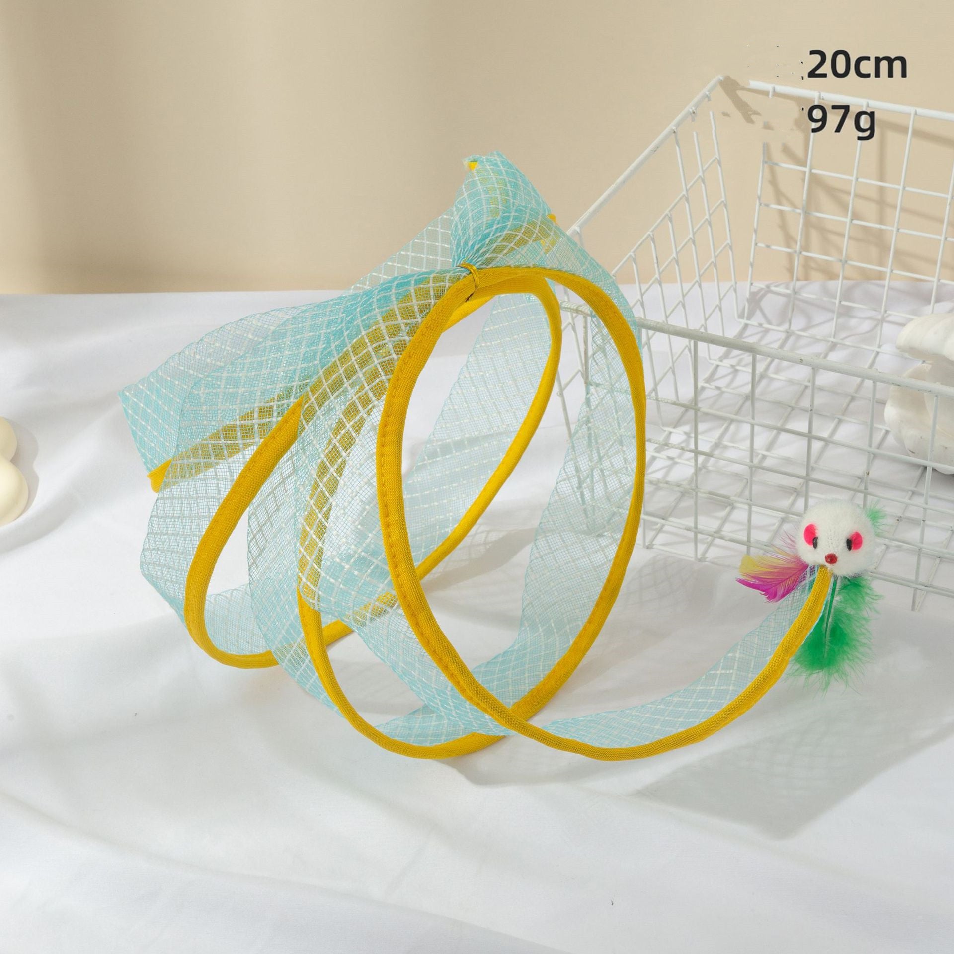 Cat Tunnel Feather Mouse Toy – Collapsible Mesh Hoop